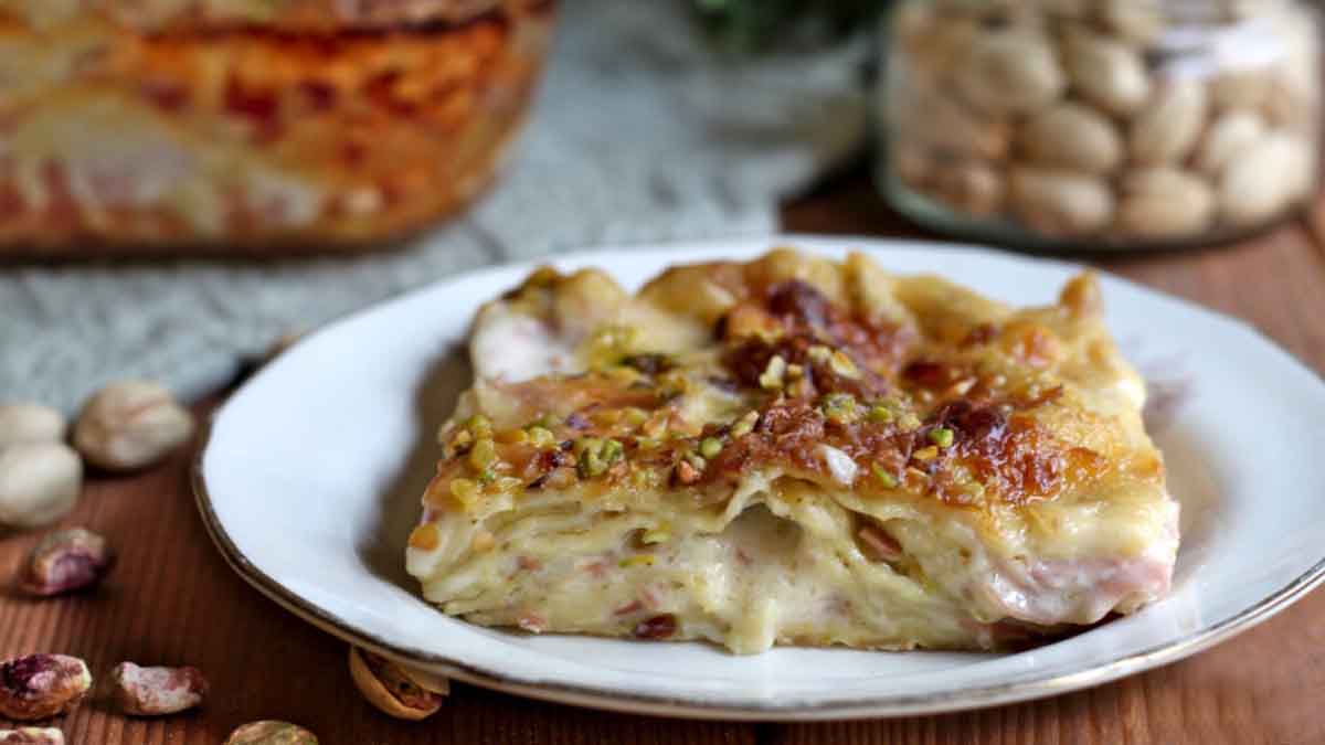 lasagne a la pistache et mortadelle