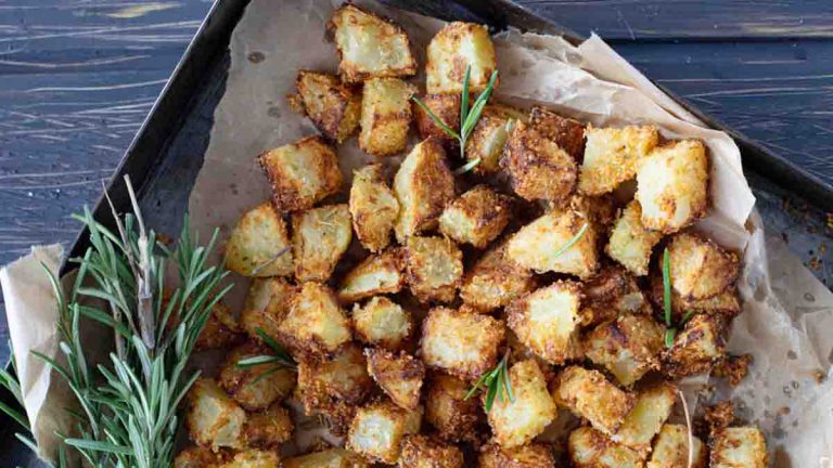 Pomme De Terre écrasée Croustillante Parmesan vegemiam.fr