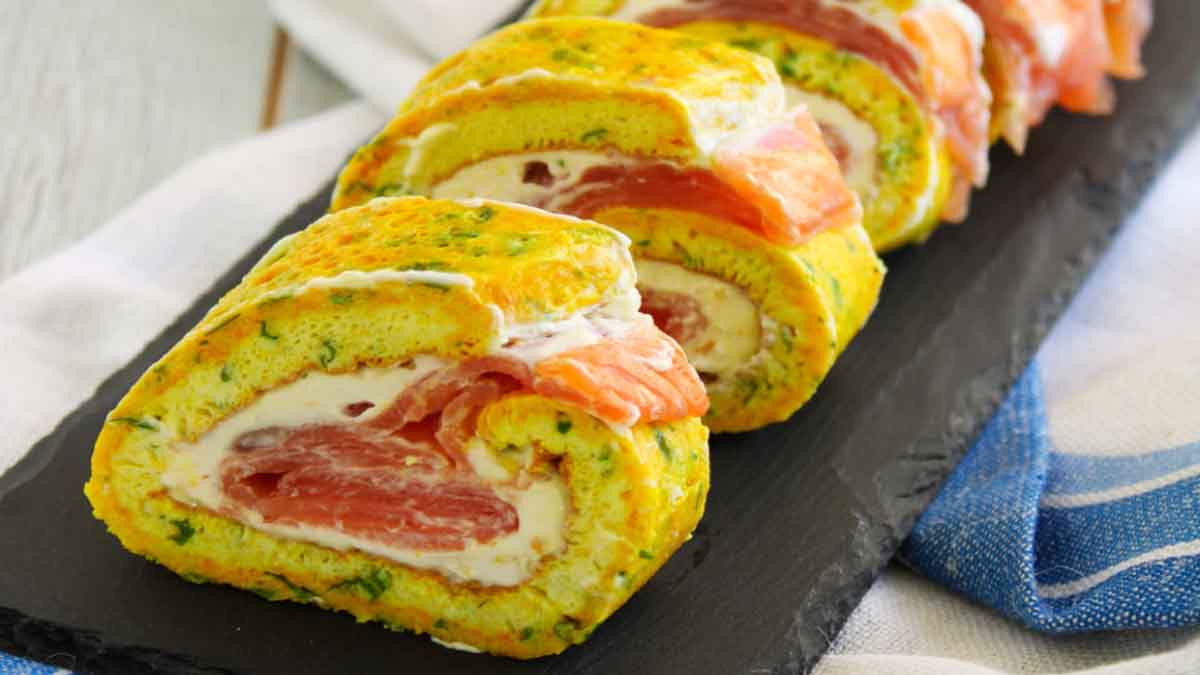 omelettes roulees au saumon