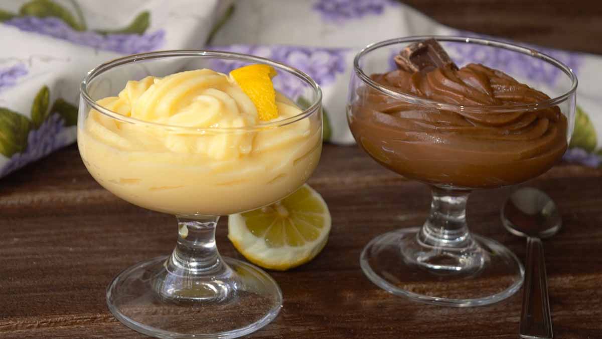 Crèmes pâtissières au citron et au chocolat