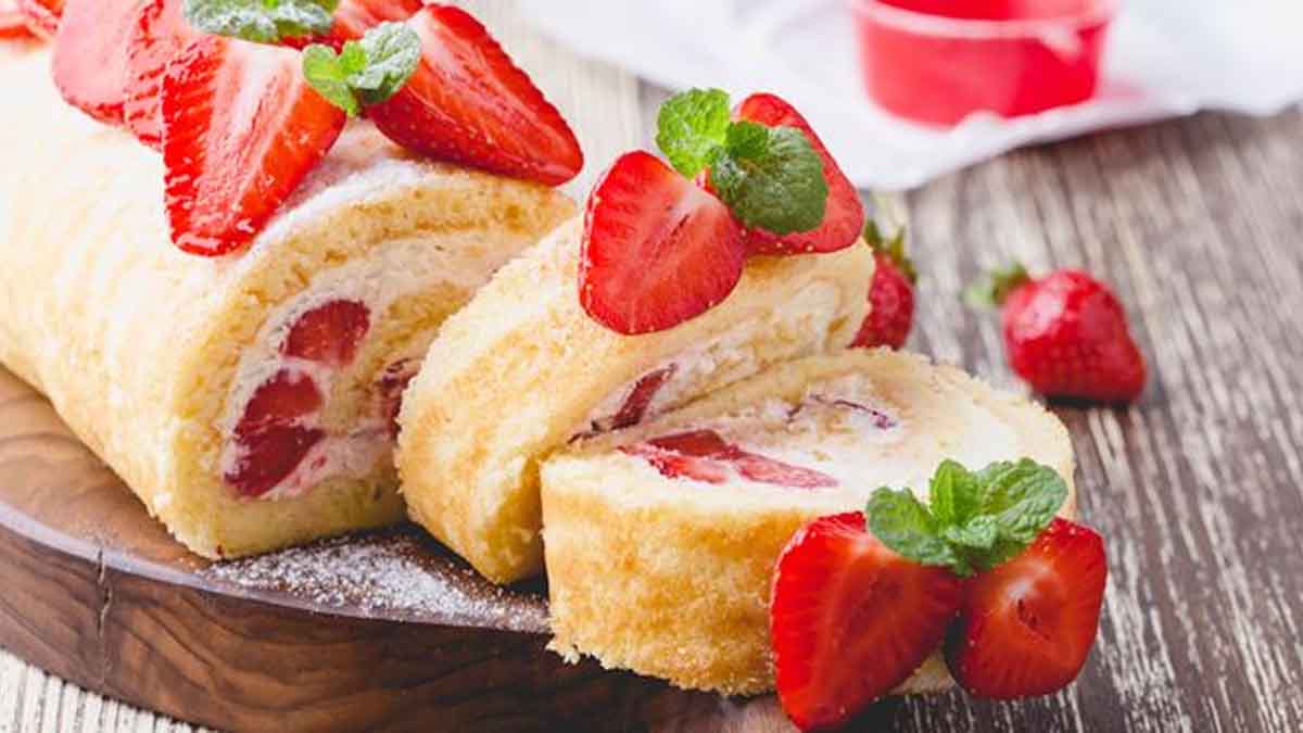 Gâteau roulé léger aux fraises