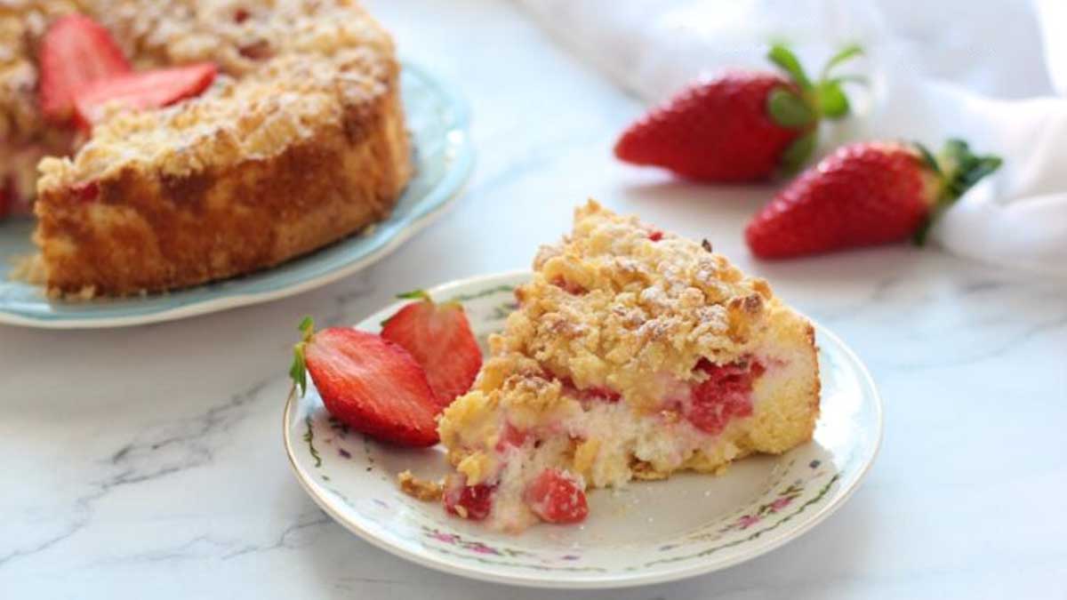 Gâteau crumble aux fraises et yaourt