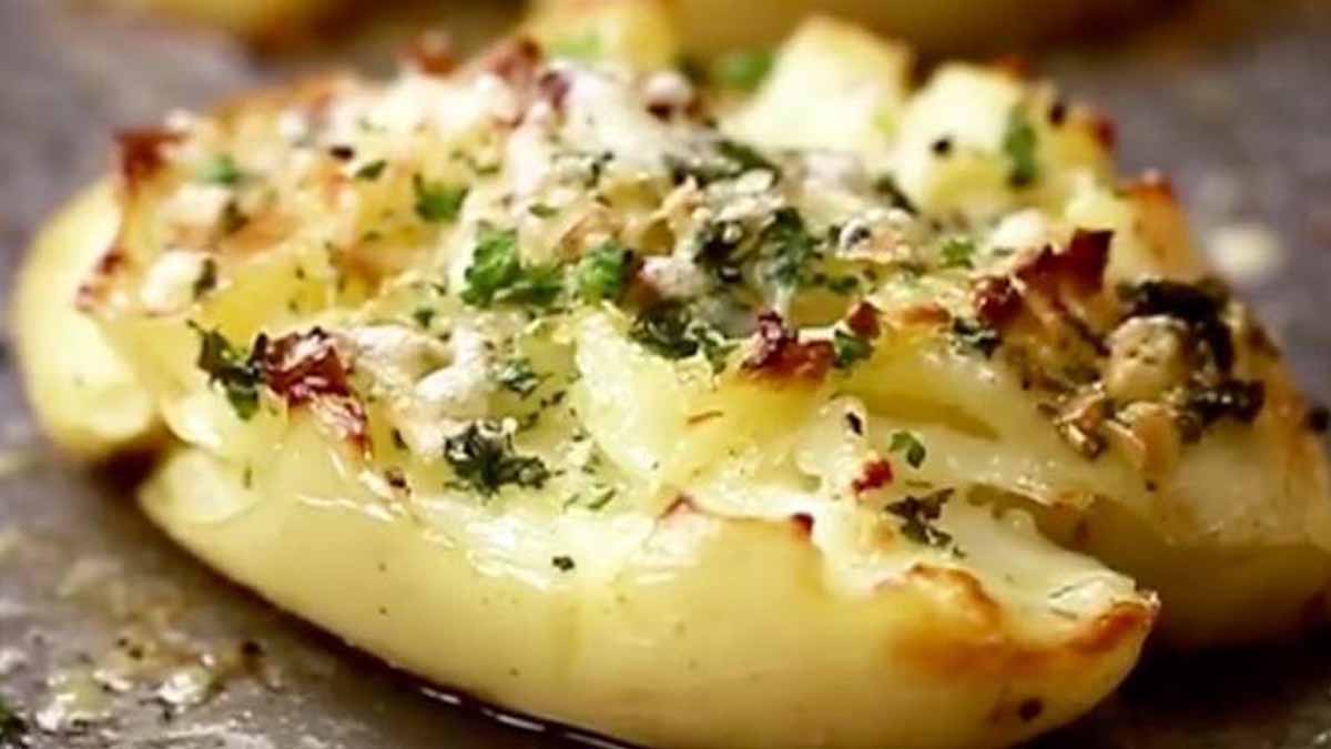 Pommes de terre croustillantes au beurre, à l’ail et parmesan un parfait accompagnement