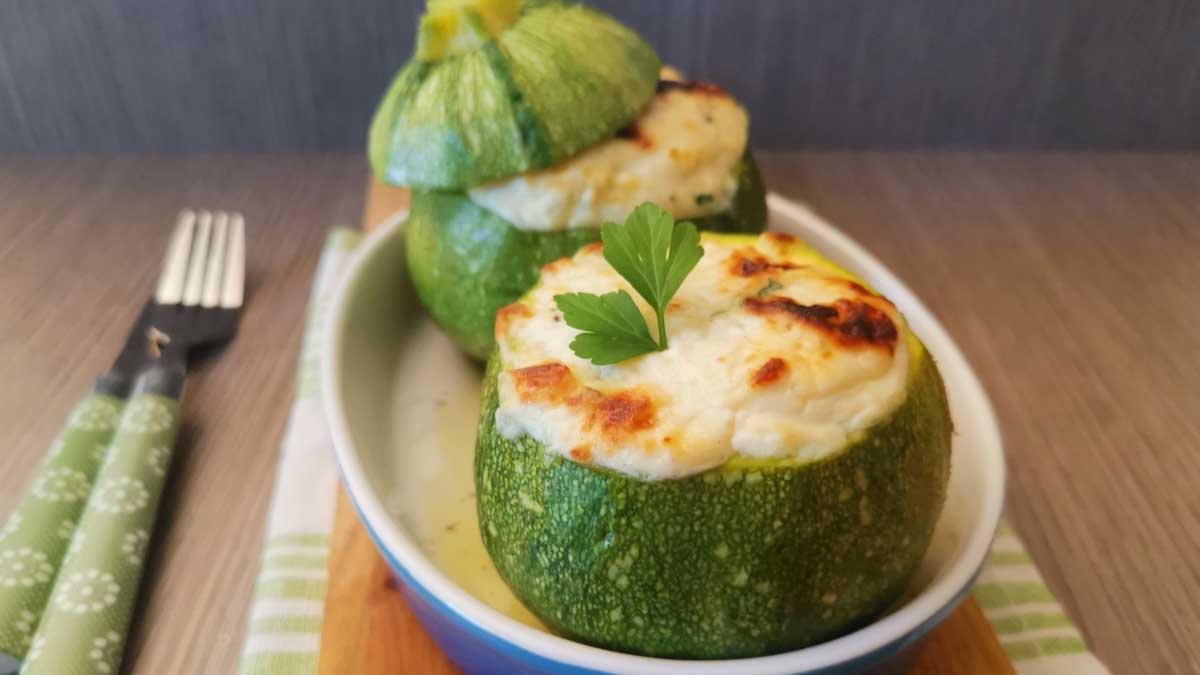 Courgettes rondes farcies aux fromages