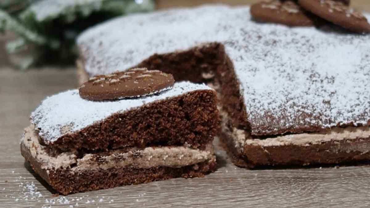 Gâteau au cacao avec des biscuits pan di stelle