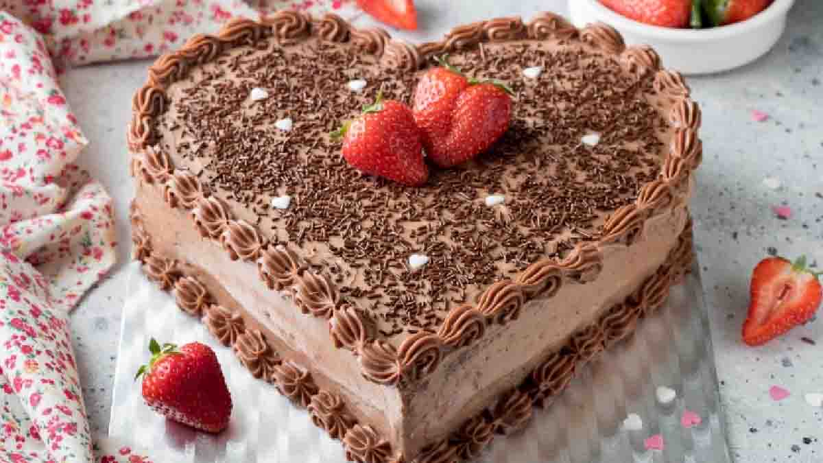 Gâteau au chocolat en forme de cœur